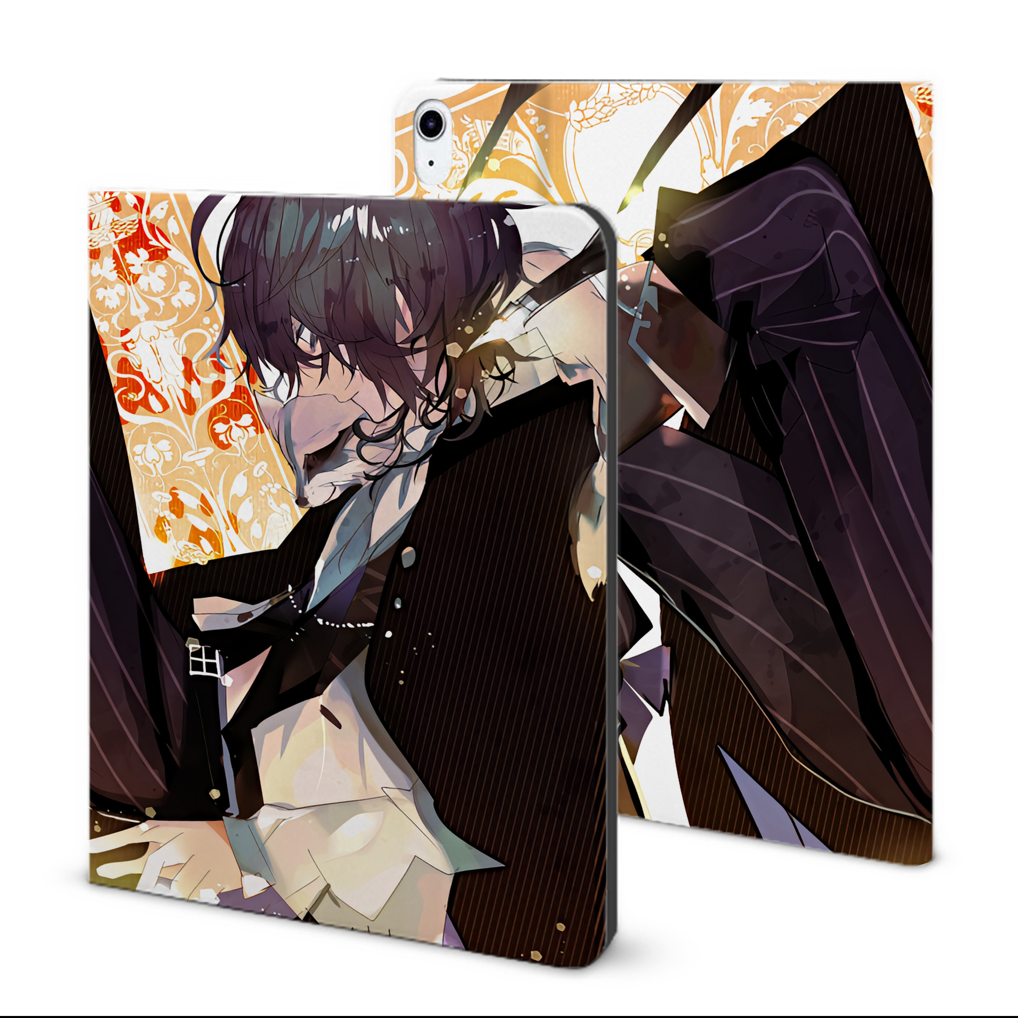 （画像用） 文豪ストレイドッグス Bungo Stray Dogs IPad ケース ブック型 PUレザー TPU 耐衝撃 軽量 薄型 ペン収納なし 全面保護 IPad 各モデル対応